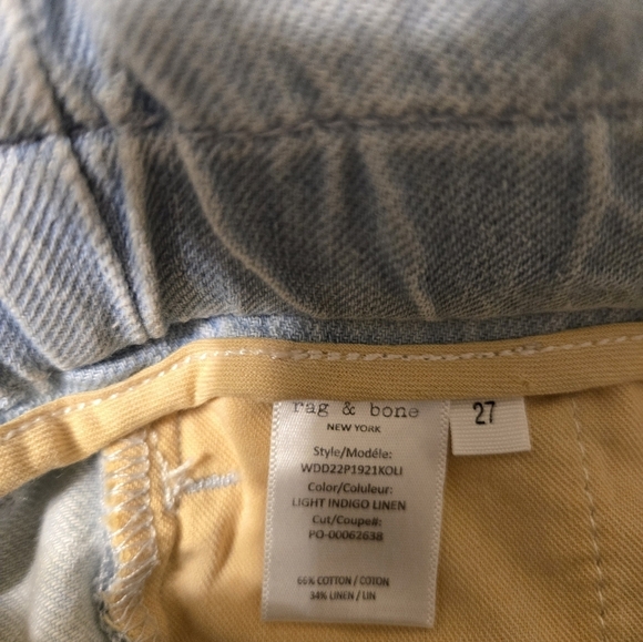 Rag & Bone Light Indigo Linen Jean Shorts Size 27 - Picture 5 of 5